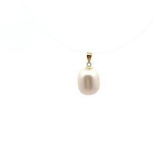 18K Gold Pendant Freshwater Pearl Irregular Shape Small